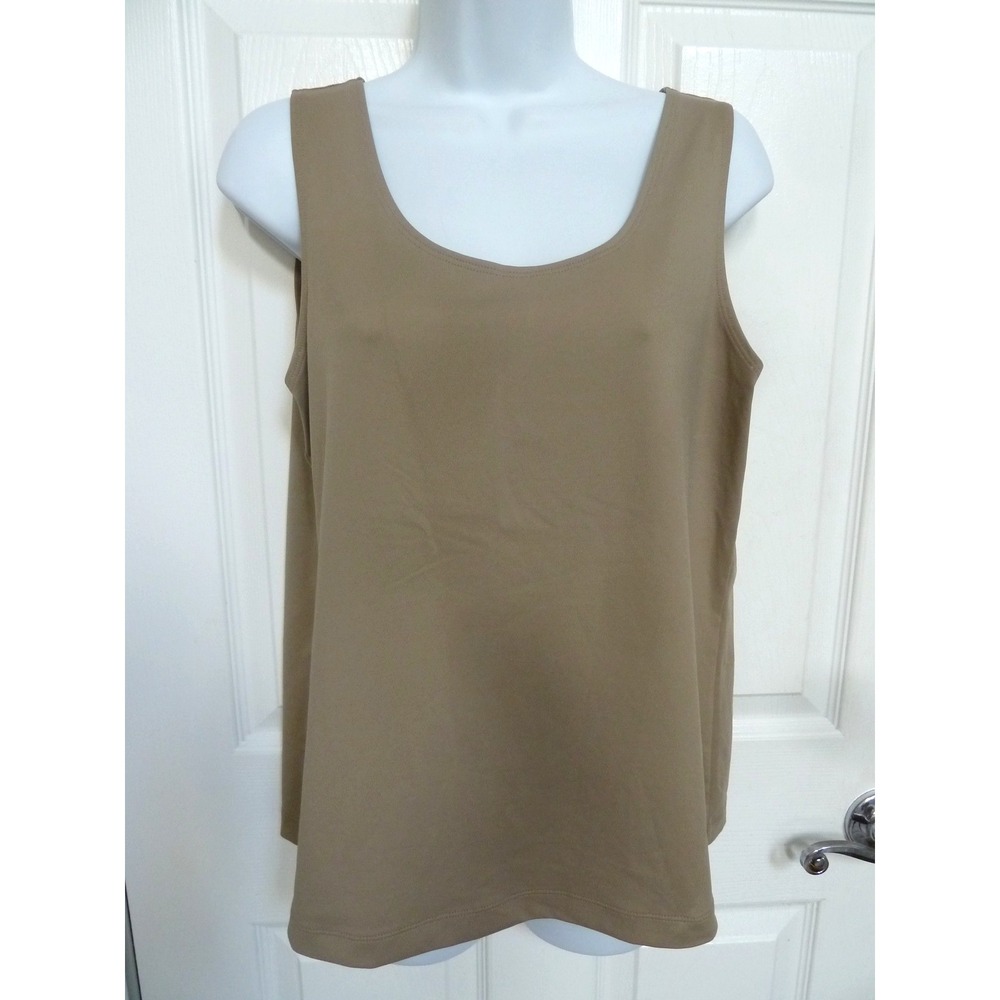 CHICO'S Sz 2=12/14, Large Beige Nylon Tank Top Career Office Summery